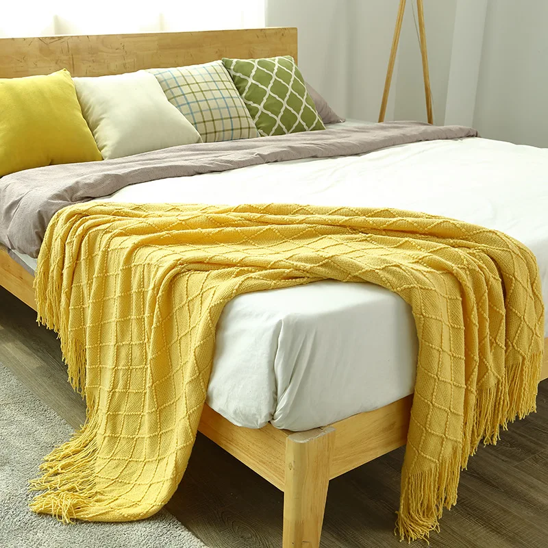 Aggcual нордические алмазы большое вязаное одеяло с кистями мягкая кровать