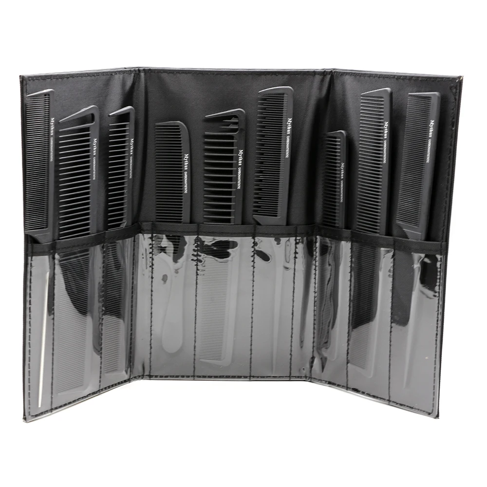 Профессиональная парикмахерская расческа с чехлом 9 шт. углеродная Расческа для