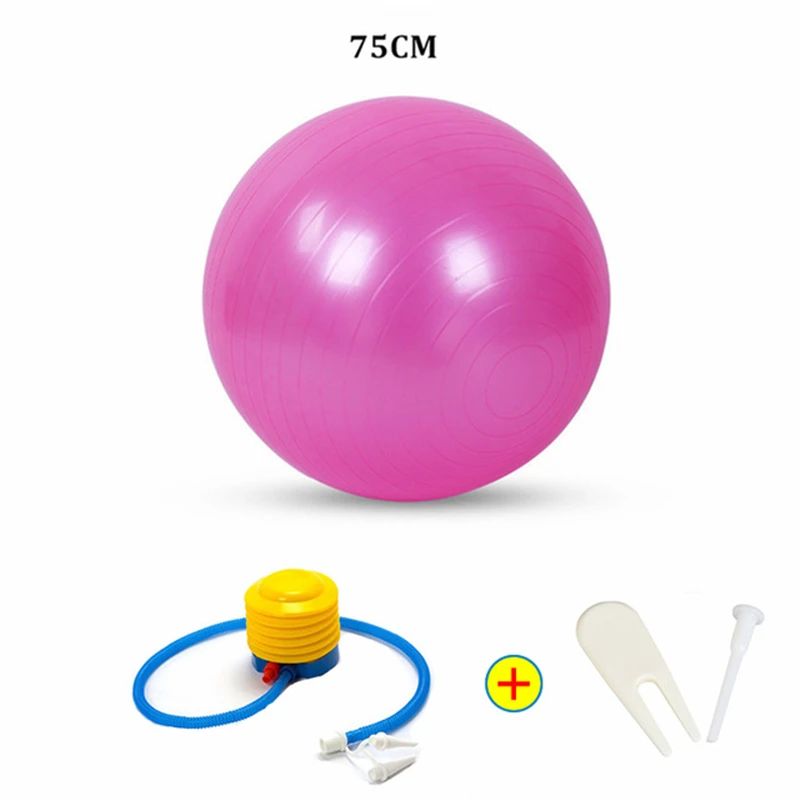 pink 75cm With-acces 45/55/65/75/85 см мяч для занятий йогой Анти-взрыв гимнастический Аэробные Фитнес стабильность баланс упражнений Йога Пилатес тренировки для VIP покупателей - Цвет: pink 75cm With-acces