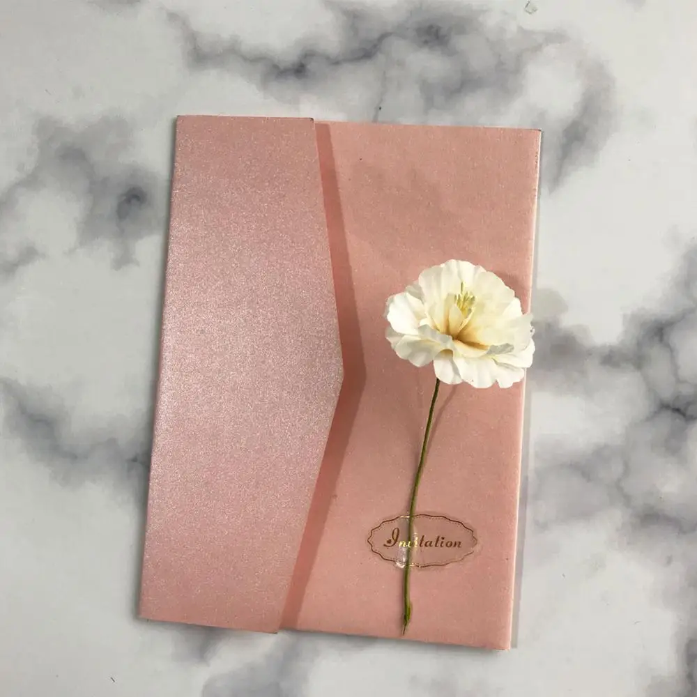 20pcs/lot White Flower Grand Theme Wedding Invitation Card Simple Envelope Birthday Party | Дом и сад