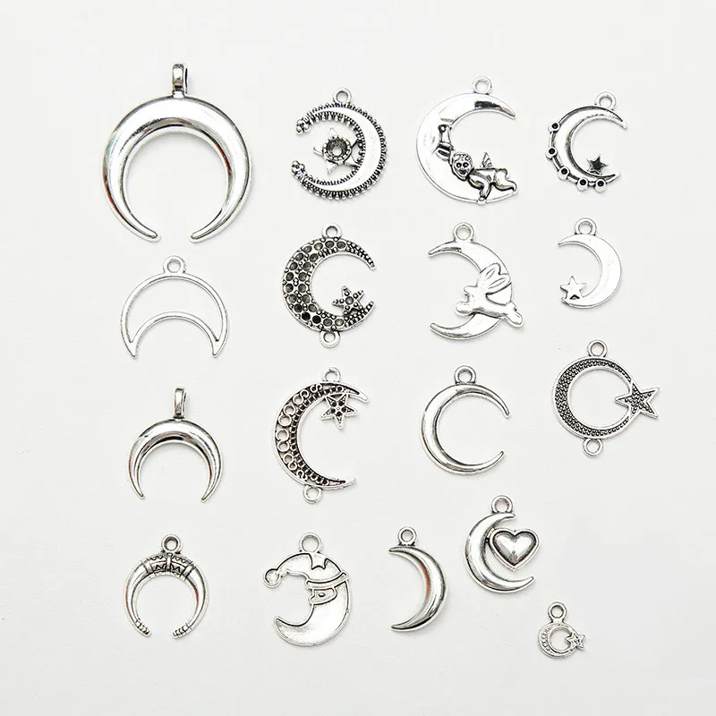 

YEYULIN 17pcs Antique Silver color Moon Stars Charms Pendant for Jewelry Findings Necklace Bracelet DIY Handmade Jewelry Making