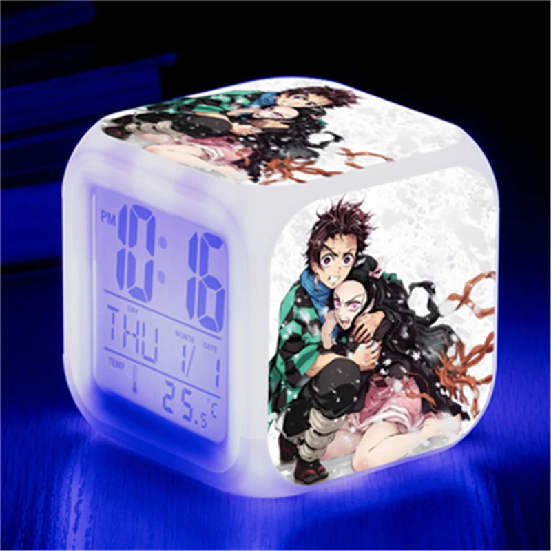 

Anime Demon Slayer Kimetsu No Yaiba Kamado Tanjirou Kamado Nezuko Digital Alarm Clocks Figure Light Up Toy Despertador Doll Gift