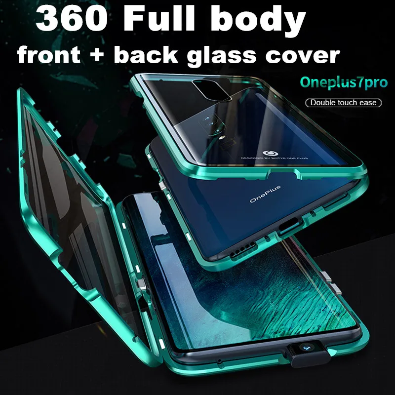 

For Oneplus 7 Pro Magnetic Case Oneplus7 360 double-sided Tempered Glass Case for Oneplus 7 1+7 Pro Metal Bumper Case