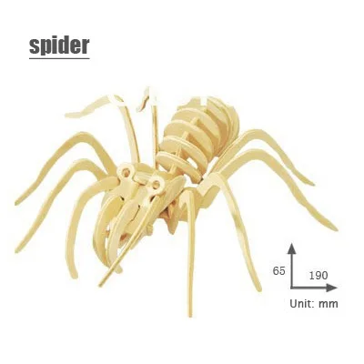 spider 1 шт. деревянное Животное Головоломка 3d трёхмерная головоломка-пазл игрушки для детей diy Ручная работа собака свинья лошадь головоломки Животные головоломки в виде насекомых игрушки - Цвет: spider