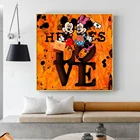 Холщовая картина в стиле Диснея, постер с изображением граффити, стильная картина для влюбленных микки мауса, для гостиной, домашний декор