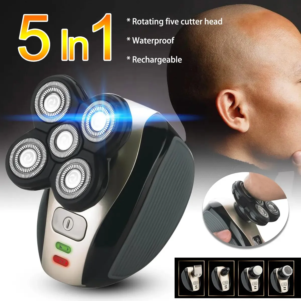 

5 In 1 4D Cordless Hair Clipper Rechargeable Bald Head Shaver Razor Trimmer Groomer