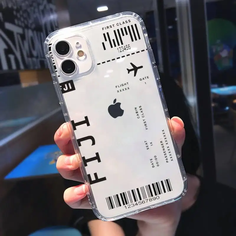 

AIR Tickets Travel Label Country Phone Case Transparent for Clear iPhone 11 12 mini pro XS MAX 8 7 6 6S Plus X 5S SE 2020 XR