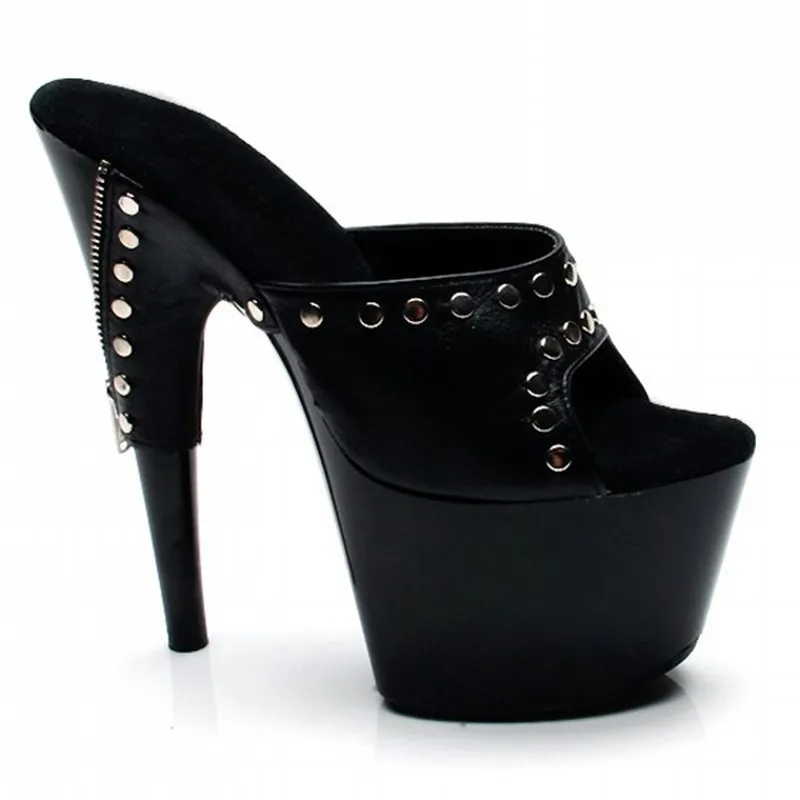 Сексуальная узкая фотообувь на молнии 15 см каблук 6 дюймов летние сандалии с