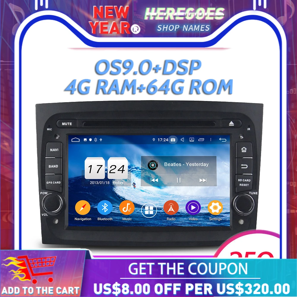 IPS DSP Android 10 0 4 Гб RAM 64 ROM автомобильный dvd-плеер Wifi 4G Bluetooth RDS радио GPS карта для Fiat DOBLO