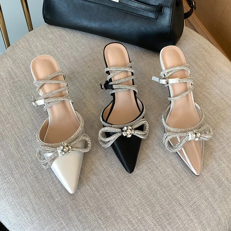 Женские босоножки на высоком каблуке 7 см Розовые с кристаллами стразы Свадебная