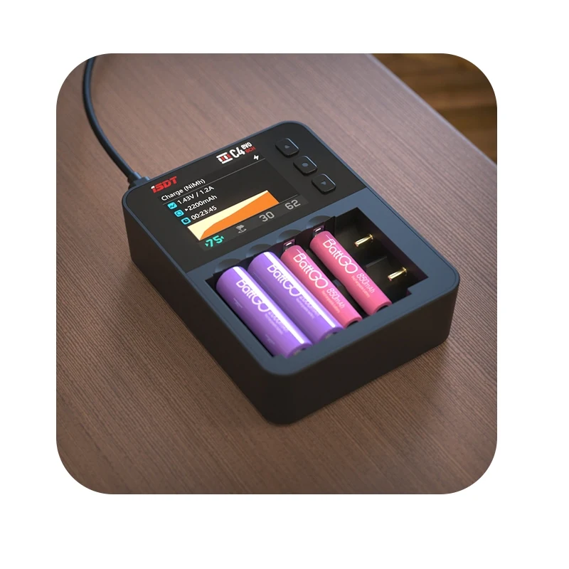 Зарядное устройство ISDT C4 EVO с выходом Type-C QC3.0 для литий-ионных батарей AAA