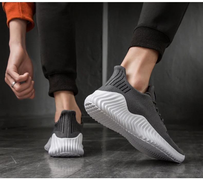 KAMUCC кроссовки мужские Flyknit дышащая повседневная мужская обувь легкие ботильоны большого размера Masculino Adulto поддержка прямой доставки 39-47