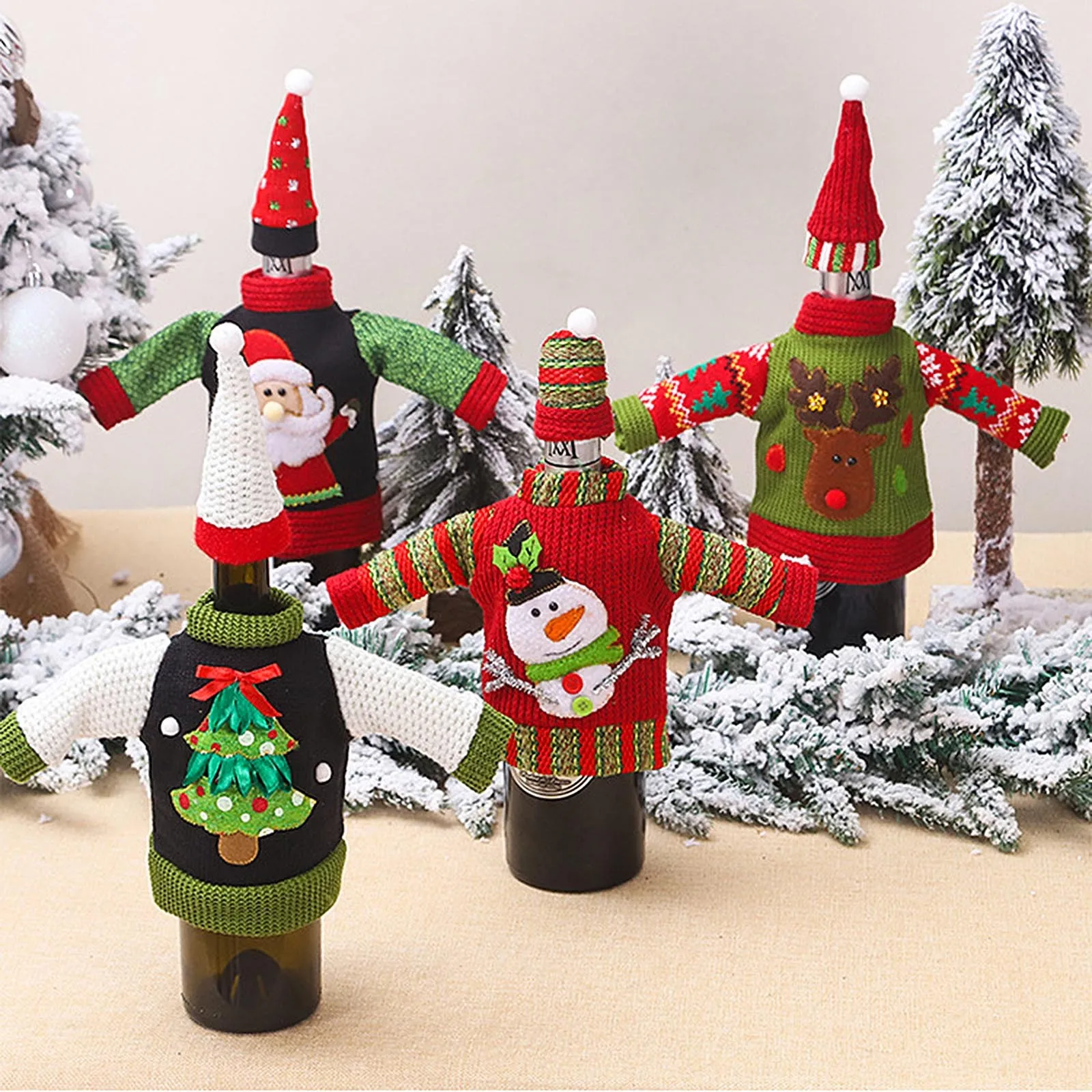 Вязаный шерстяной креативный чехол для винной бутылки настольное украшение вина