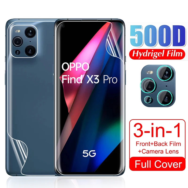 

Для OPPO Find X3 Pro мягкая Гидрогелевая защита экрана Камера объектива передний, Задний защитный фильм для OPPOFindX3Pro X 3 6,7 "не Стекло