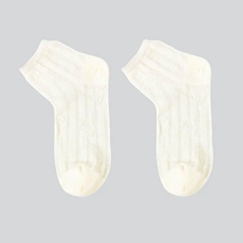 

DONGAI 1 Pairs Summer Cutout Socks Breathable Fashion Girls Sock Ankle Socks Solid Color Cotton Shallow Thin Mesh Socks