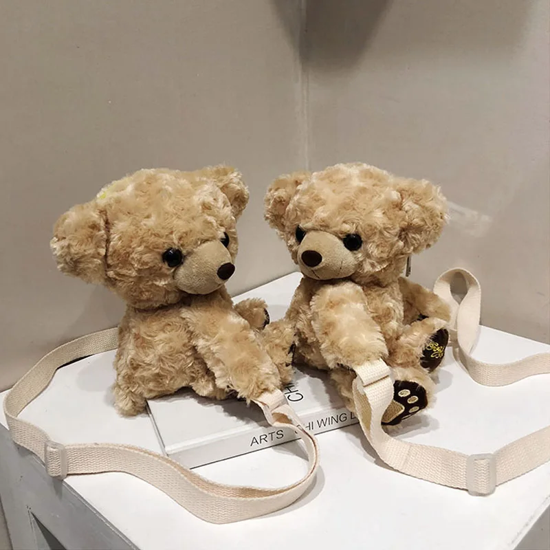 Плюшевые мини-сумки через плечо с плюшевым мишкой для женщин 2019 зимняя сумка