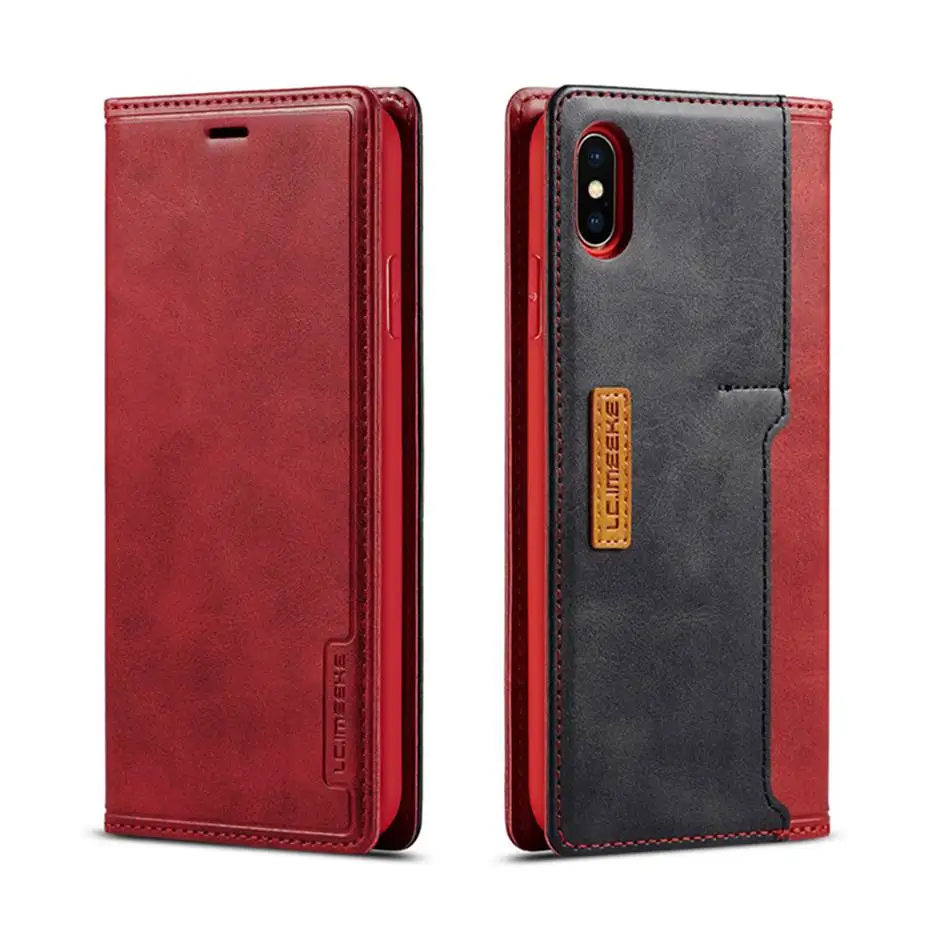 Роскошный кожаный флип-чехол смешанных цветов для IPhone X XS XR XS Max Phone Чехол для iPhone 6 6s 7 8 Plus, чехол-кошелек