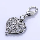 подвеска кулон для собак ошейник аксессуары Сплав цинка очарование собака ювелирные изделия Pet Tag Стразы в форме сердца подвески для воротник застежкой омар аксессуары для собак