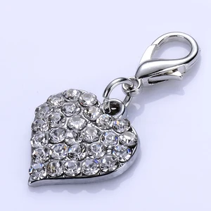подвеска кулон для собак ошейник аксессуары Сплав цинка очарование собака ювелирные изделия Pet Tag Стразы в форме сердца подвески для воротник застежкой омар аксессуары для собак