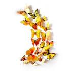12 шт.лот, желтые бабочки, магниты на холодильник, 3D дизайнерские художественные наклейки в виде бабочек, комнатный Магнитный домашний декор, украшение для стен своими руками