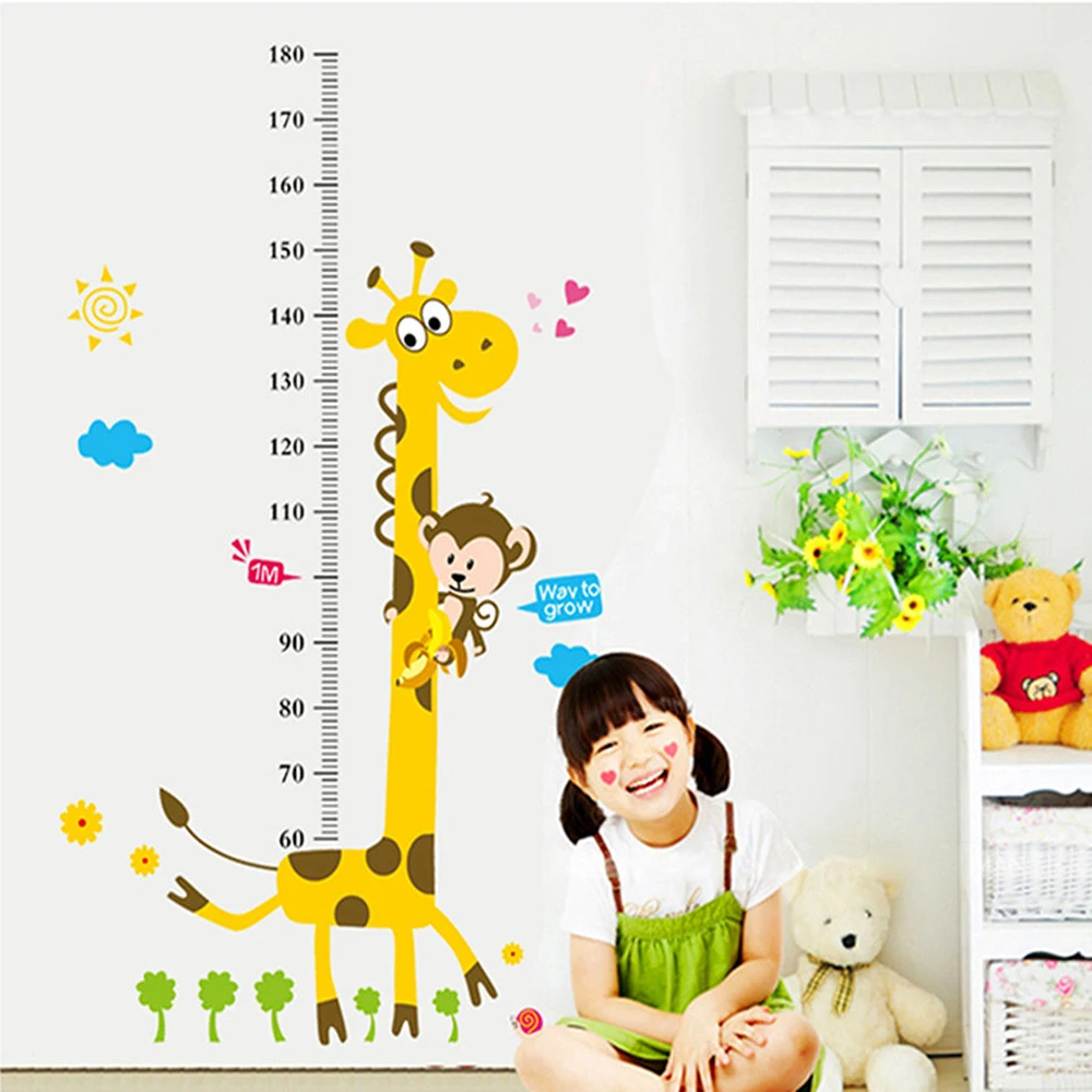 

Height Measure Wall Stickers Cartoon Giraffe Monkey For Kids Room Growth Chart Children Bedroom Nursery Room Decor Wall Decal
