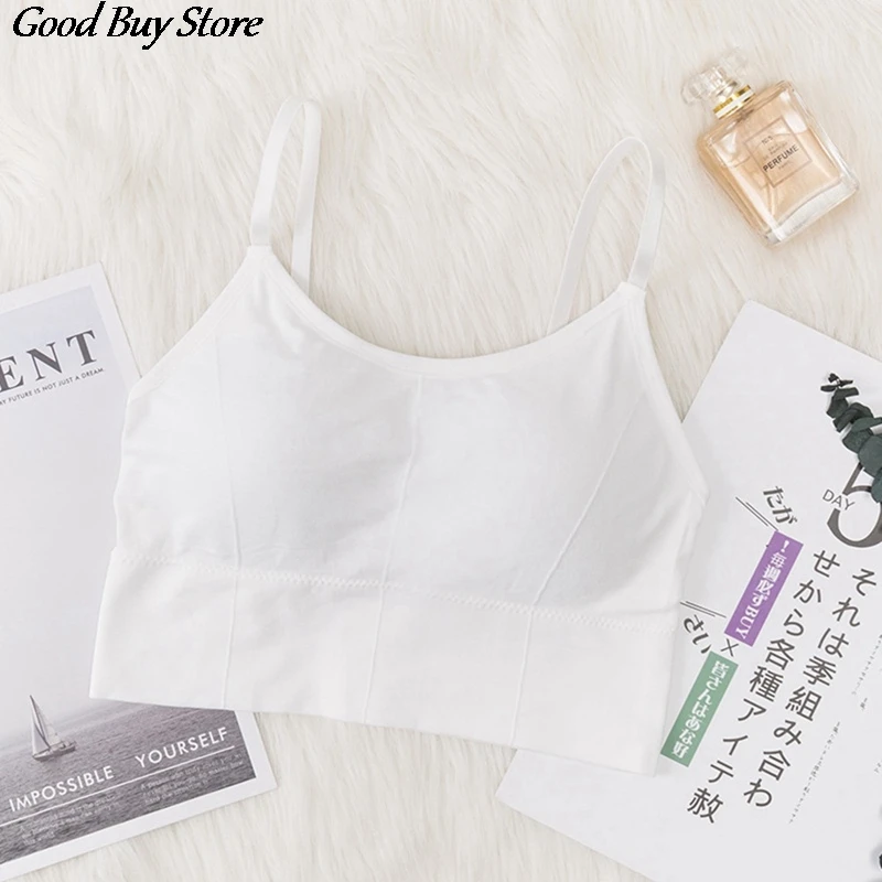 

Women Sexy Camis Summer Comfortable Crop Tops Padded Bandeau Bra Camisole Fashion Spaghetti Strap Tube Top Knitted Croptops