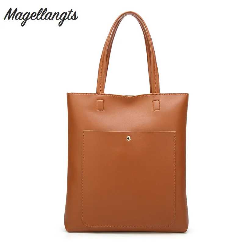 Сумка-тоут женская из экокожи однотонный саквояж на плечо повседневный