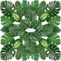 68 pieces 8 kinds tropical party decorations jungle monstera leaves artificial palm leaves with faux stem