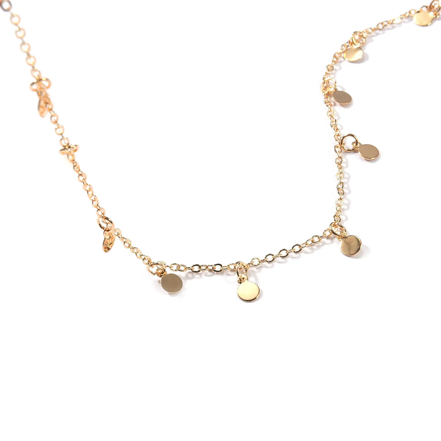 

Trend Street Round Sequin Necklace Female Gold Simple Alloy Clavicle Chain Necklace for Women Fashion Collares Jewelry XL189