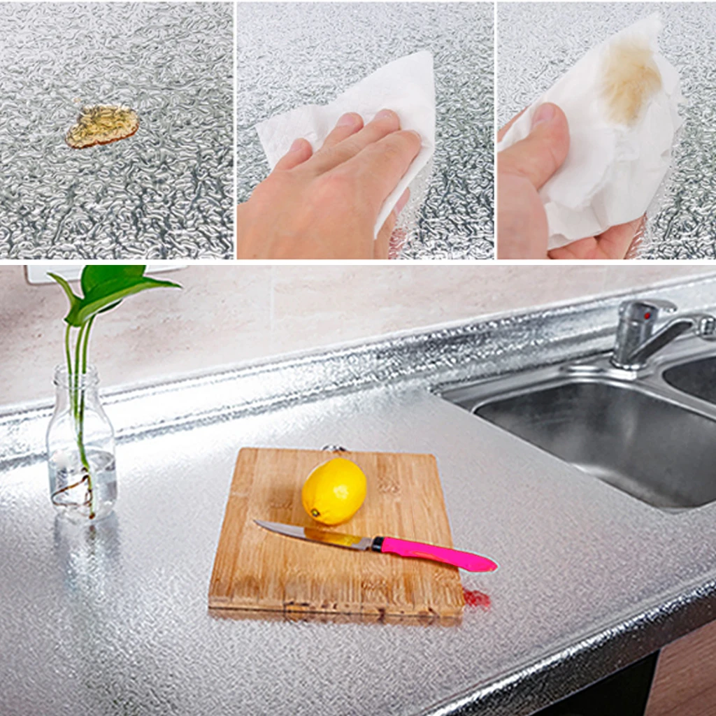 Маслостойкая кухонная наклейка водонепроницаемая алюминиевая фольга