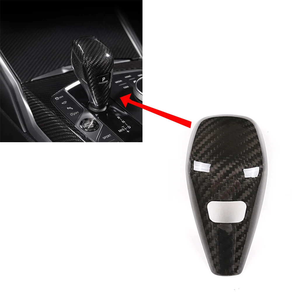 

For BMW X5 2019 3 Series G20 G28 Z4 E89 2020 Real Carbon Fiber Car Gear Shift Knob Trim Auto Engine Start Stop Switch Cover