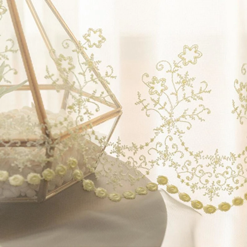 Скандинавская искусственная Цветочная пасторальная Тюлевая занавеска для