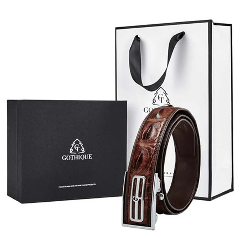 Мужской ремень из натуральной крокодиловой кожи с автоматической пряжкой |