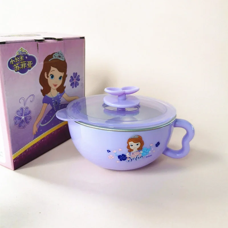 Disney Детские Мультяшные, из нержавеющей стали чаша 316 набор ложек и вилок посуда для детей платье принцессы с Микки-Маусом - Цвет: Color1