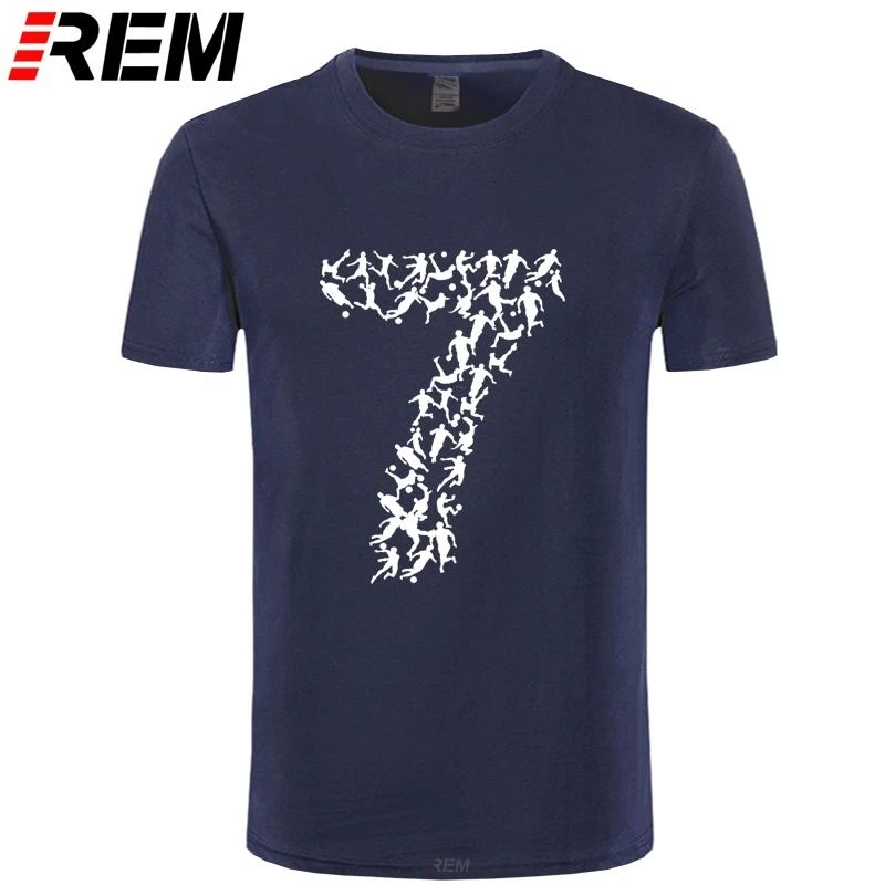 

REM Rugbies Footballer T Shirt Fashion T-Shirts Slim Fit O-Neck Top Men Brand Printed 100% Cotton Shirts number 7