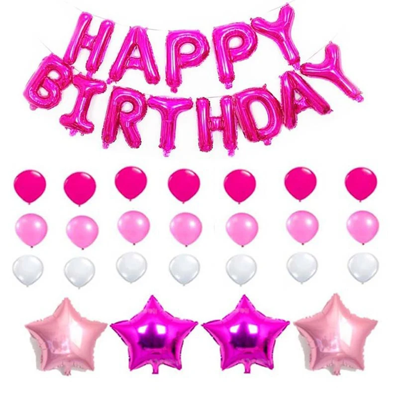 38 шт./лот День Рождения украшения набор Черное золото с днем рождения баннер