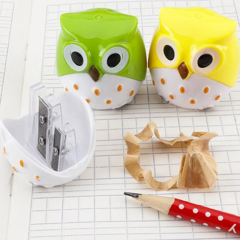 Creative Stationery Cartoon Cute Owl Pencil Sharpener Double Hole Pencil Cutter For Students 1pcs novelty sweet lollipop shape pencil sharpener cutte double hole pencil sharpener studentrs stationery