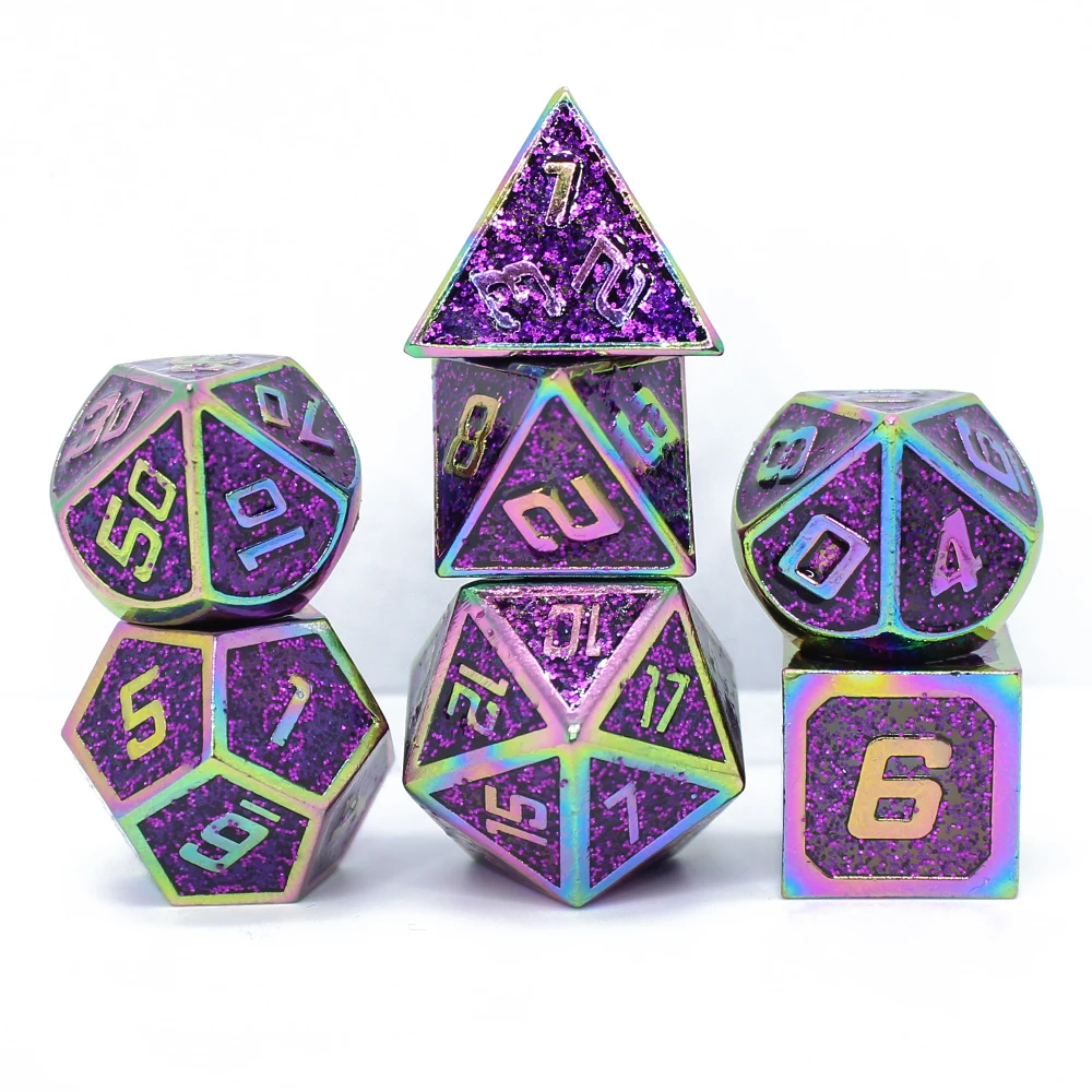 Набор игральных костей dnd металлические игральные кости 7 шт. с чехлом для ролевых