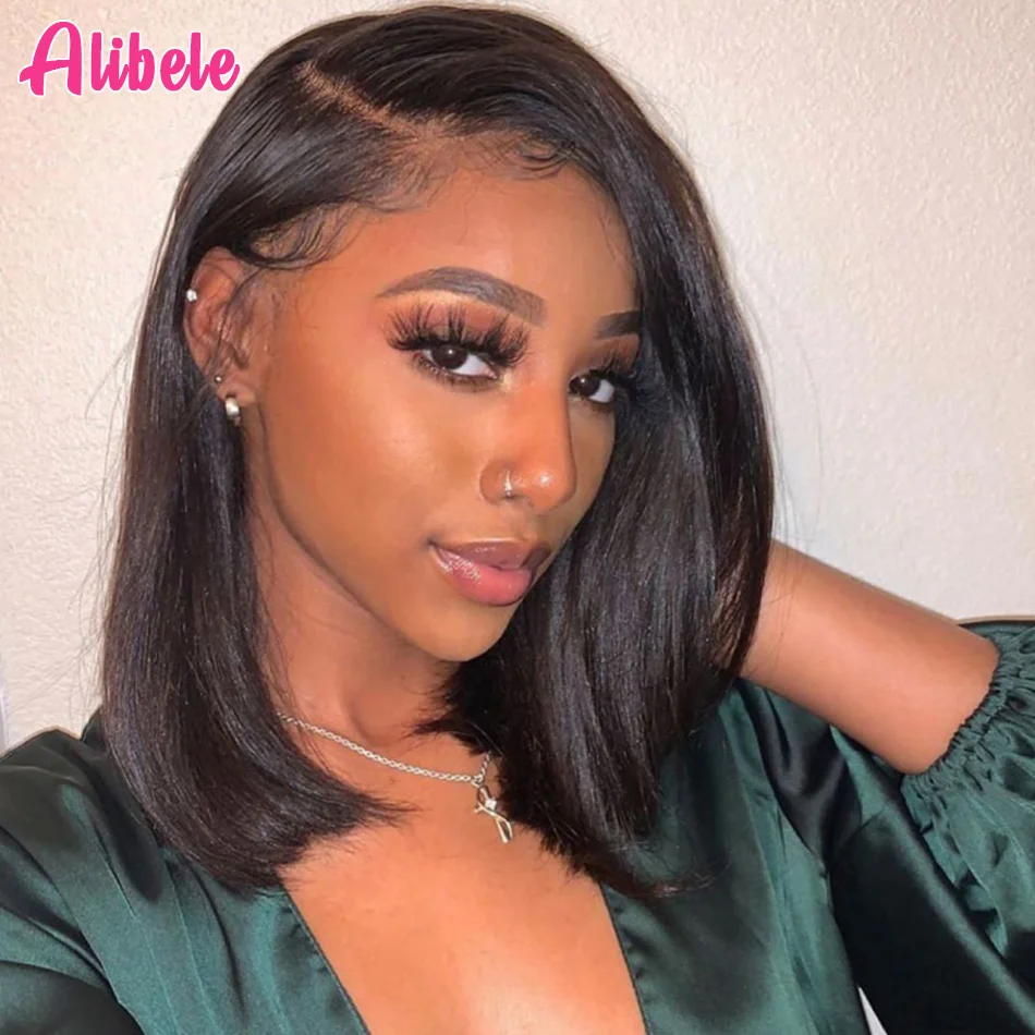 Alibele хайлайтер короткий боб парик коричневый блонд прямые кружевные передние
