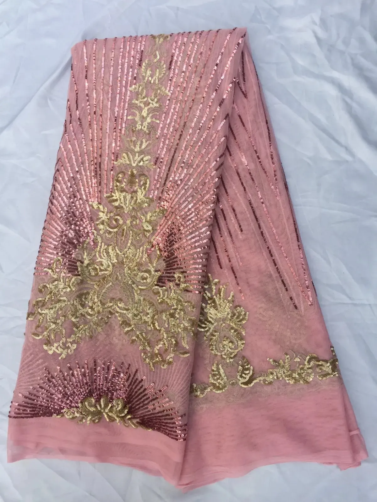 New French Nigerian sequins net lace African tulle mesh fabric high quality for party wedding dress 5yards/lot YJ10773 | Дом и сад
