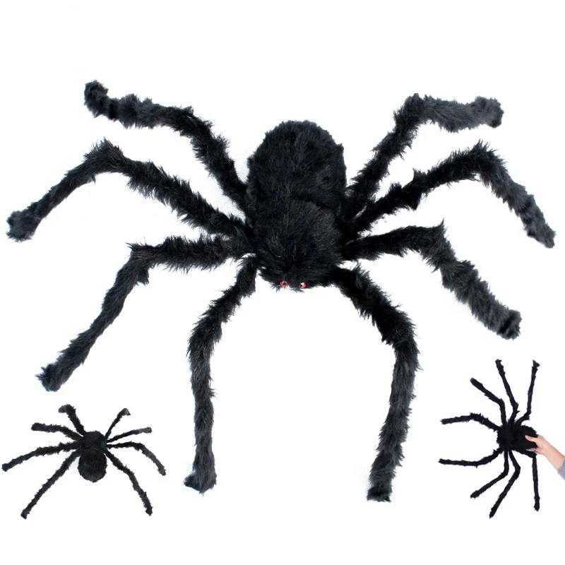 

1Pc 30/75/120cm Black Big Halloween Plush Spiders Kids Children Toy Plush Black Multicolour Style For Party Halloween Decoration