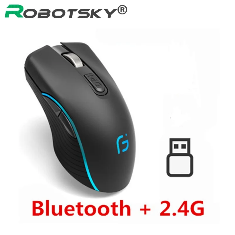Перезаряжаемые компьютер Мышь двойной режим Bluetooth 4 0 + 2 ГГц Беспроводной sem FIO 2400