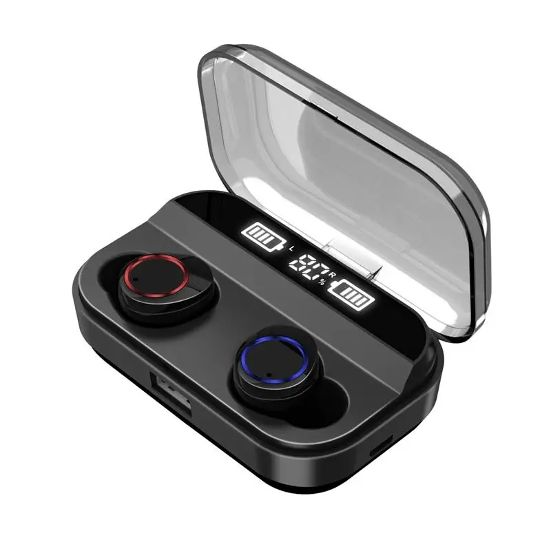 Black TWS беспроводные наушники Bluetooth 5,0 Наушники дисплей питания с сенсорным управлением спортивные стерео беспроводные наушники гарнитура зарядная коробка - Цвет: Black