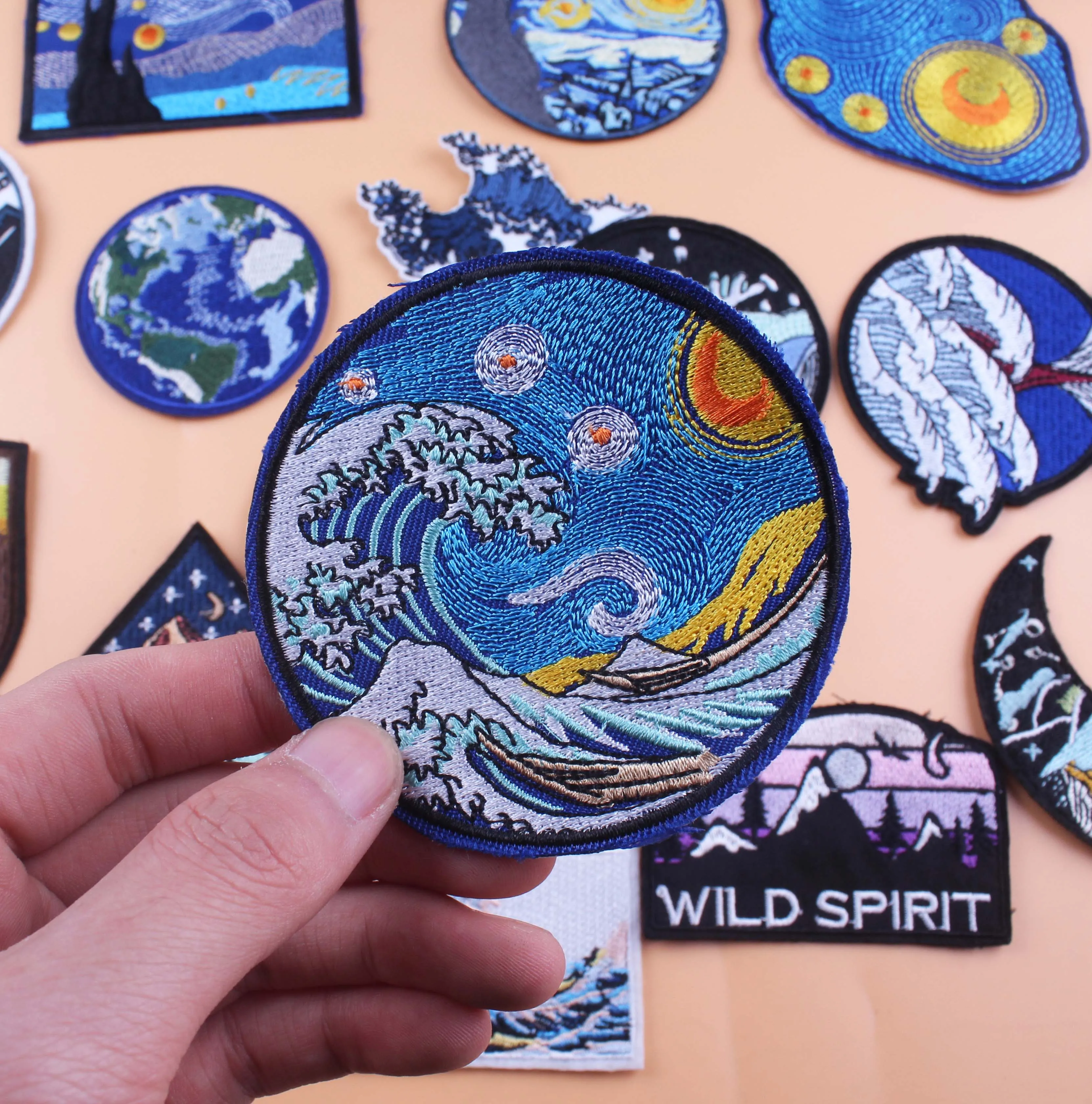 Нашивка Pulaqi с изображением Ван Гога неба нашивка вышивкой в виде дикой природы