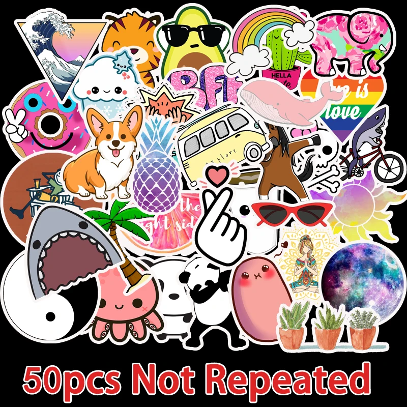 AZ070(50Pcs) 50 шт. милые Kawaii Стикеры для девочек для детских игрушек, водонепроницаемые Мультяшные Стикеры для самостоятельного изготовления чемодана, ноутбука, велосипедного шлема, автомобильные наклейки - Цвет: AZ070(50Pcs)