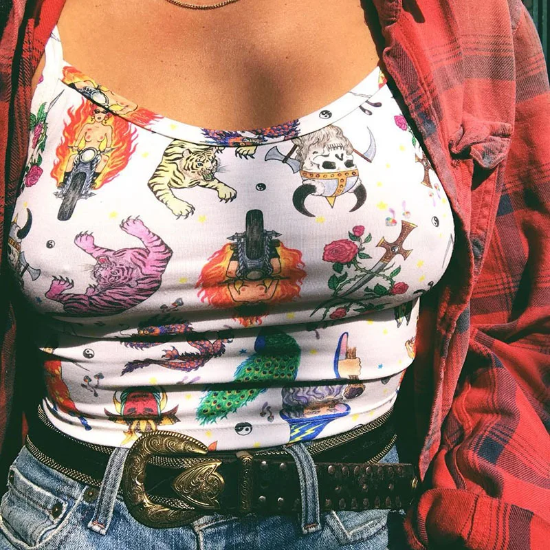 2020 женская летняя модная повседневная майка тонкий укороченный жилет с животным