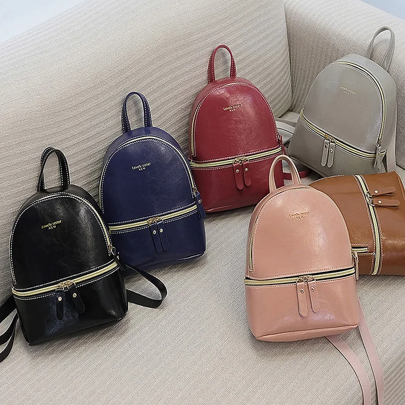 

Mini Backpacks Women Oil Leather Shoulder Bags For Teenage Girls Crossbody Tote Bag Small Bagpack Female Ladies Back Pack Purses