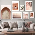 Марокканская Арабская архитектура двери холст живопись Туризм Путешествия постер мусульманская стена искусство для домашнего декора