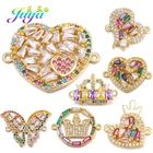 Juya DIY Браслеты, аксессуары для изготовления кубического циркония, сердце, корона, Бабочка, очаровательные соединители для женщин, модные ювелирные изделия ручной работы