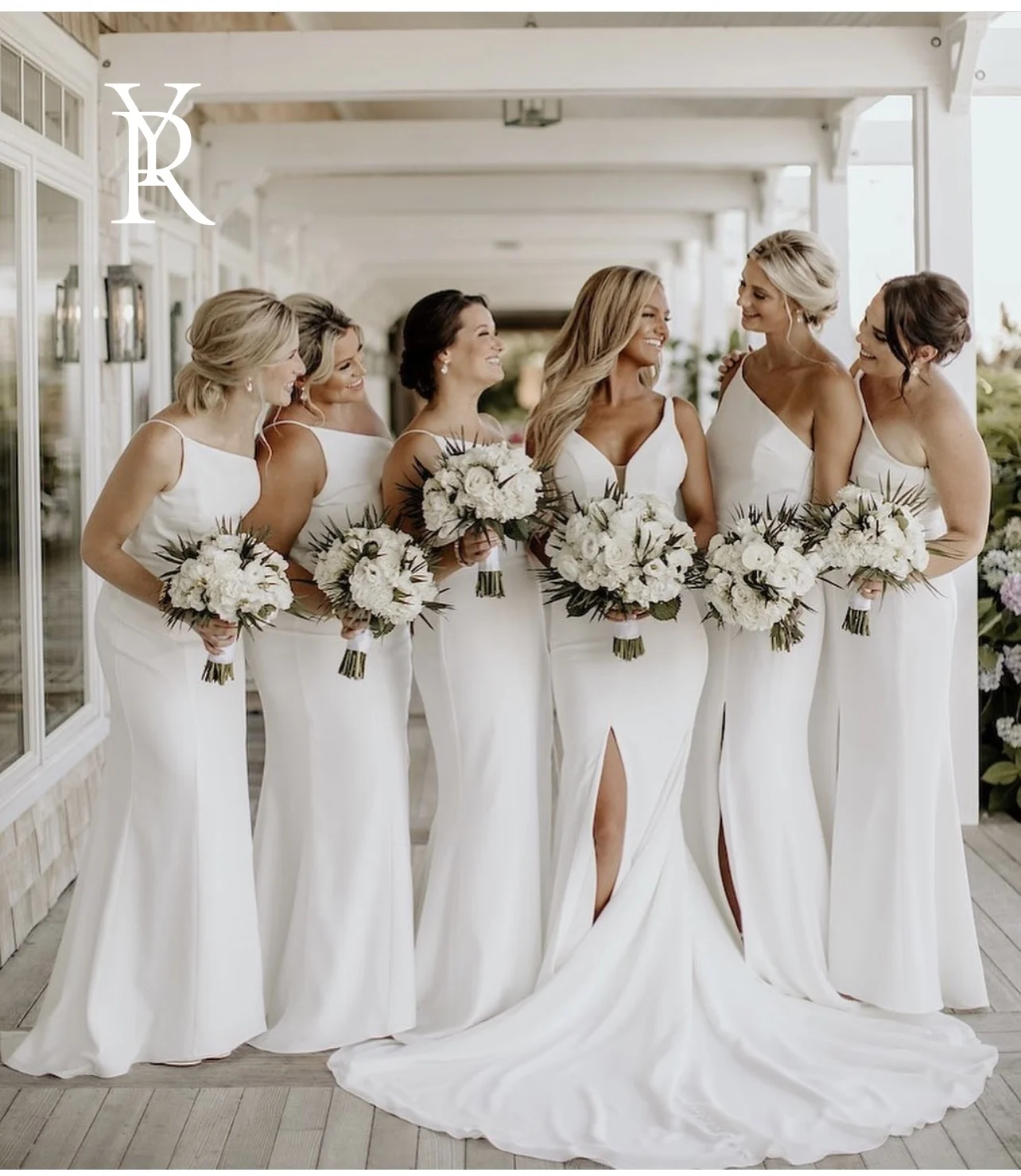 

YILIBERE Bridesmaid Dress Vintage V-Neck Sleeveless Tulle Bride Dress Pearl Elegant 3d Flowers Custom Made Floor Length